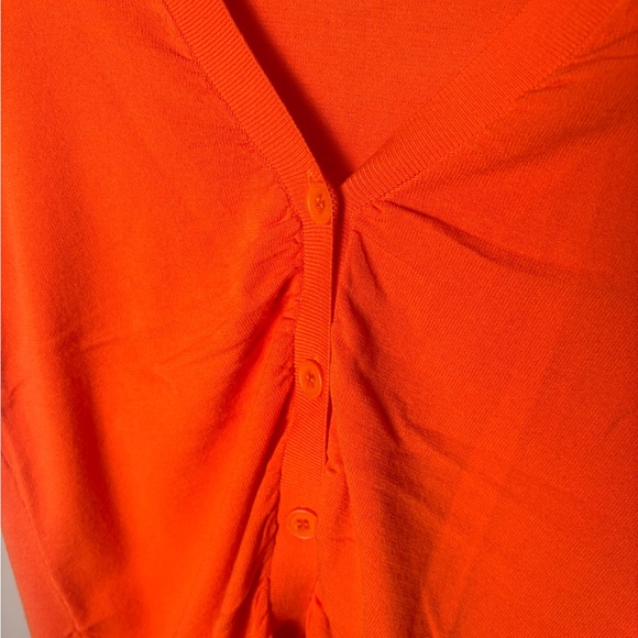 NWT ✨ BY ANTHROPOLOGIE CARDIGAN RUCHED SHORT-SLEEVE V-NECK SWEATER - Picture 7 of 11